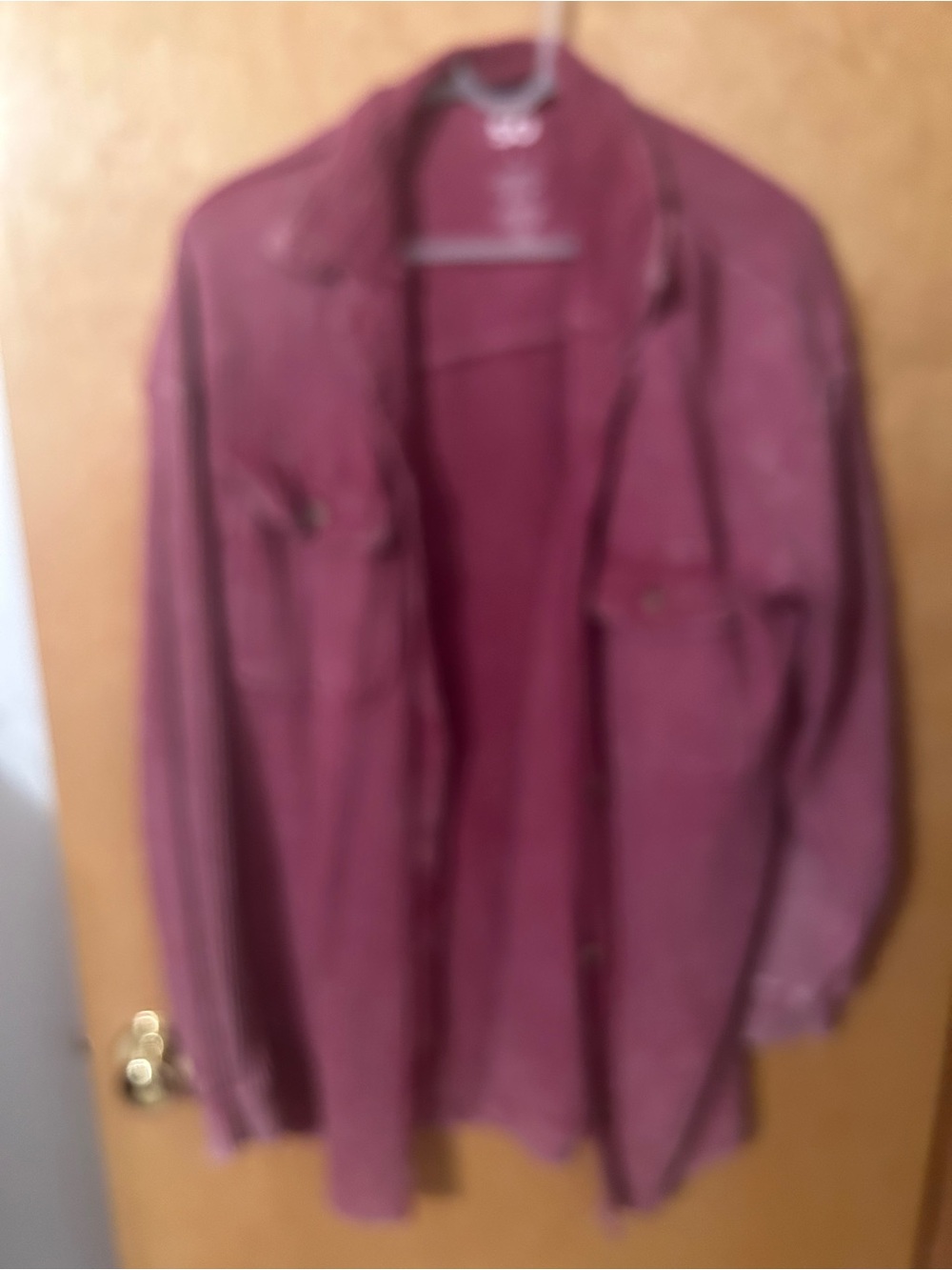SO mauve waffle-knit button front shacket